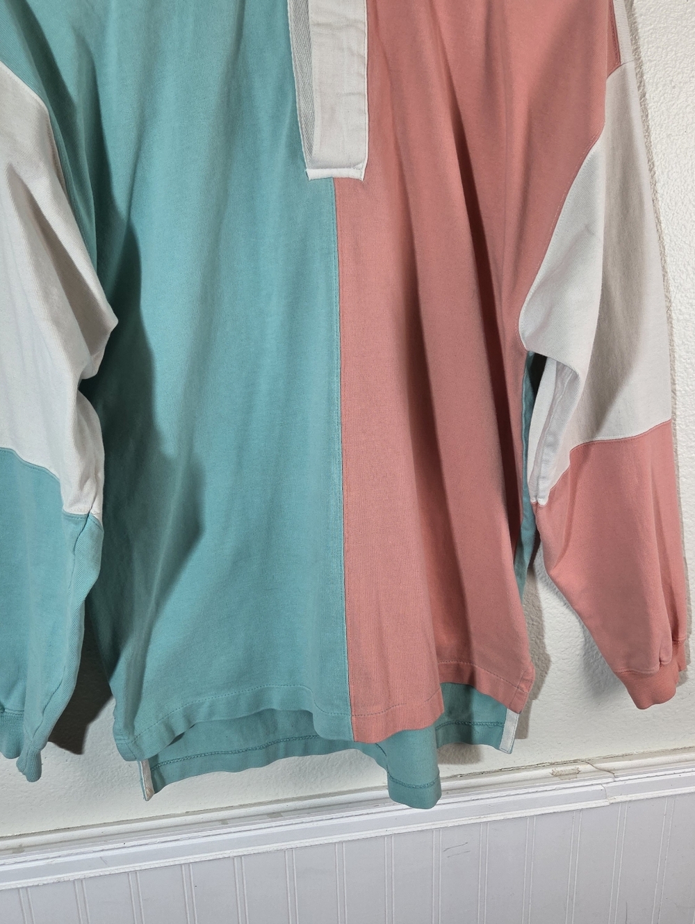 Vintage 90s Boundary Waters Colorblock Rugby Shirt Pullover Pastel Thick Cotton - Picture 11 of 16
